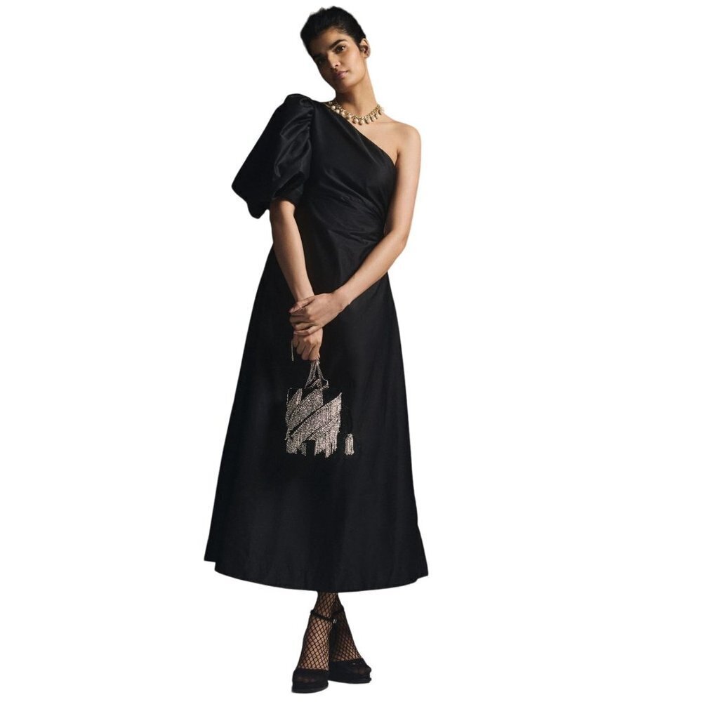 NWT Anthropologie Aureta Studio Black Evening Dress S - Picture 2 of 14